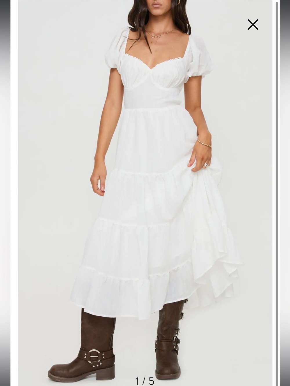 Princess Polly White Midi Dress size 4